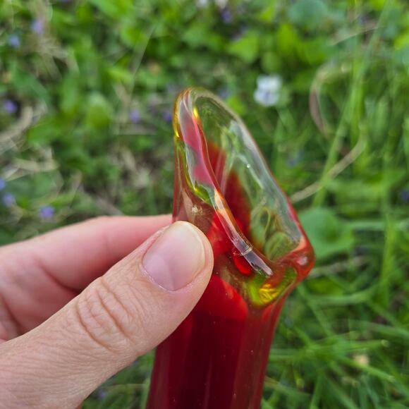 Kanawha glass orange red Mcm vase - Picture 9 of 12